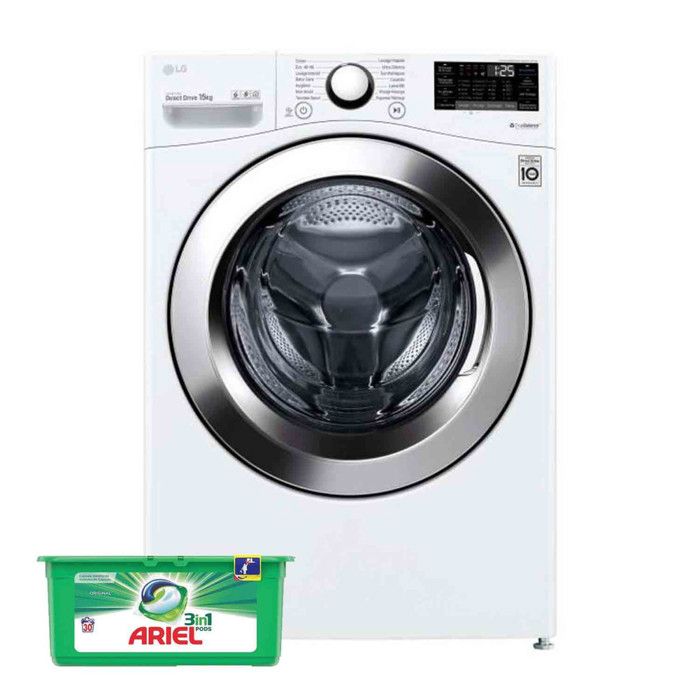 LG Lave-linge frontal 15kg 1100trs/min Grande capacité Wi-fi Machine à laver hublot