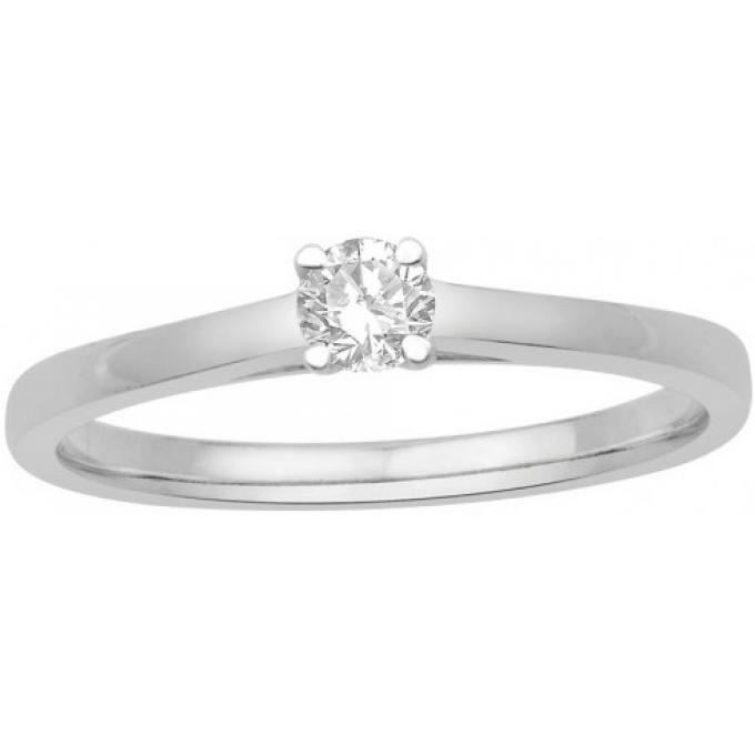 bague stella prestige dpssol2215w9 - bague solitaire or blanc femme - taille 58
