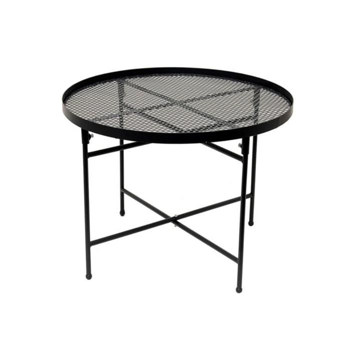 Table basse ajourée en métal Diane - Diam. 50 x H. 35 cm - Noir