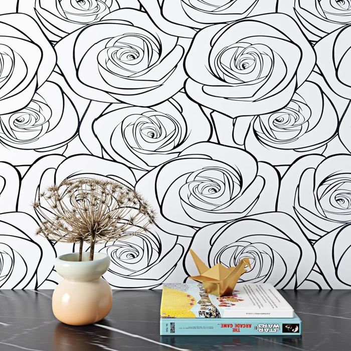Papier peint,Autocollants de Porte 3D Réalistes Blancs,Papier Peint Auto-Adhésif,Ligne