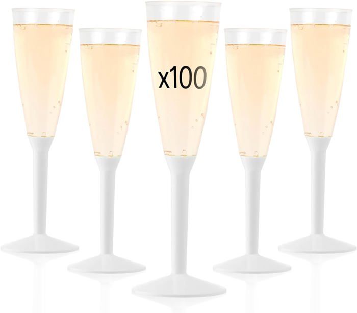 Table'Colors Lot de 100 Verres A Pied Plastique Lavable et Reutilisable - Emboitage Parfait, Grande Stabilité, Idéal Mariage, Anniversaire, Réceptions - Contenance 16cl (Chocolat