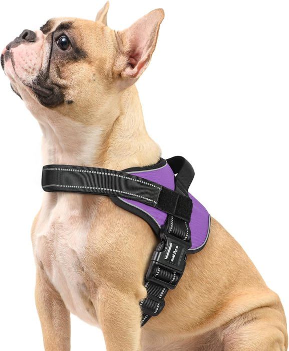 Comparer les prix de Harnais Chien Harnais Anti Traction pour Chien Réfléchissant Réglable Respirant Facile à Mettre avec Poignée Contrôle Violet S