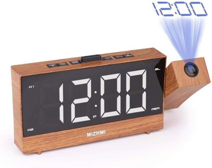 Réveil à Projection numérique 4 en 1, Horloge de projecteur à 180 degrés, avec Surface de Miroir