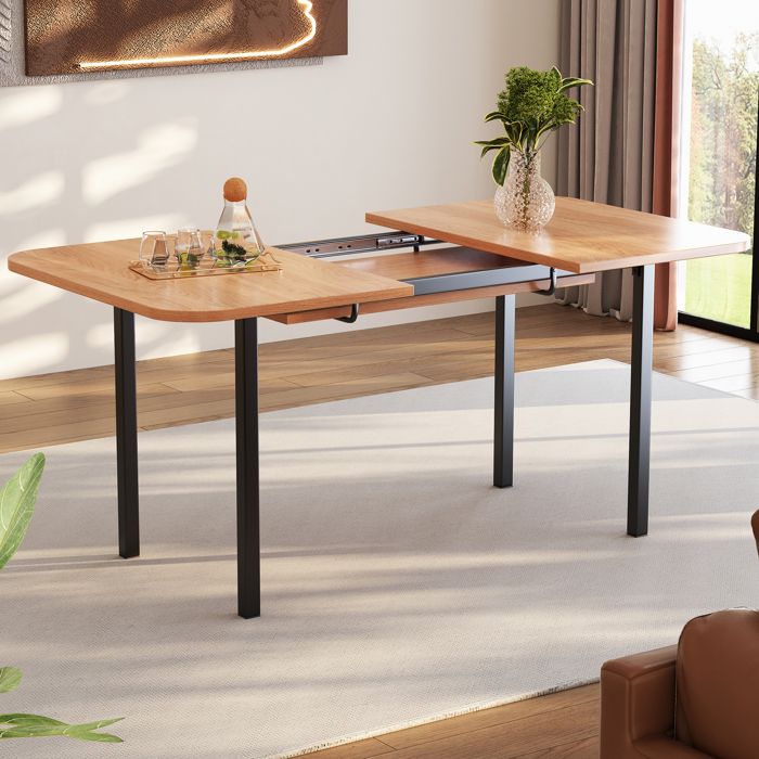 Table à Manger Extensible 120-160cm avec Rangement - Style Minimaliste Moderne - Table de Salon convient pour 4-6 Personnes - Bois