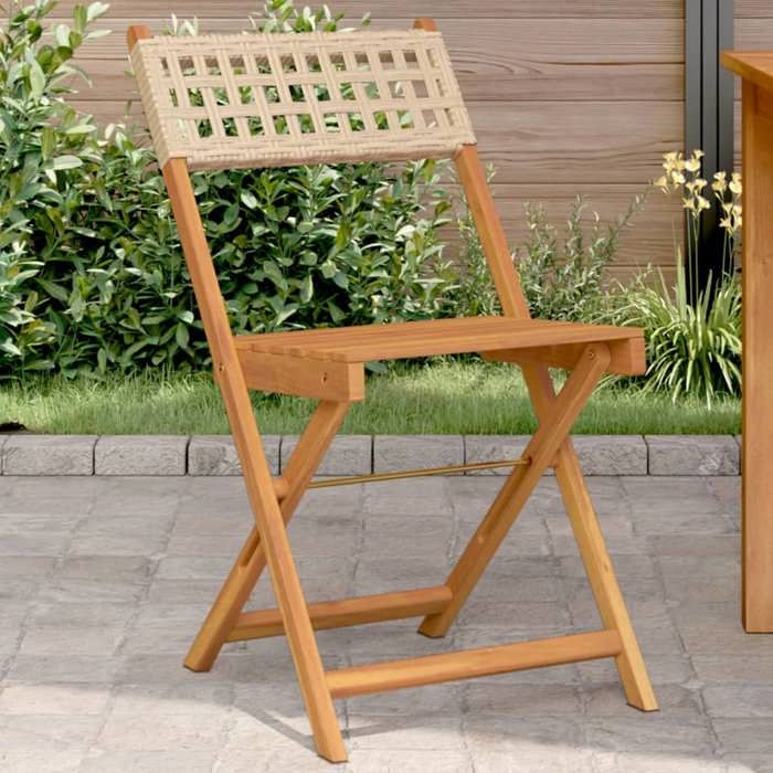 vidaXL Chaises de bistrot Acacia et Rotin