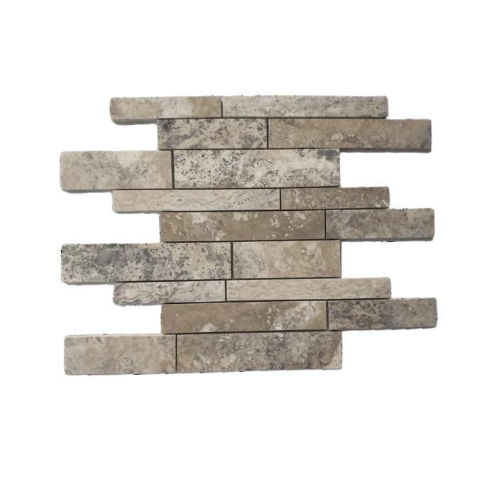 Mosaïque Mosani Mosaik Travertin Pierre Naturelle - Beige - Brique 10 Pièces