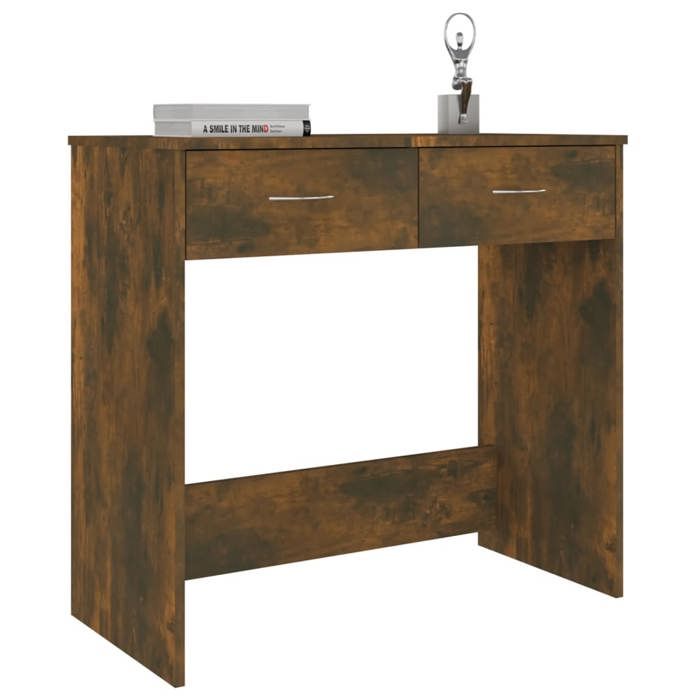 Bureau Informatique - CLOUD - Chêne fumé - 80x40x75 cm - Bois dingénierie LL137469