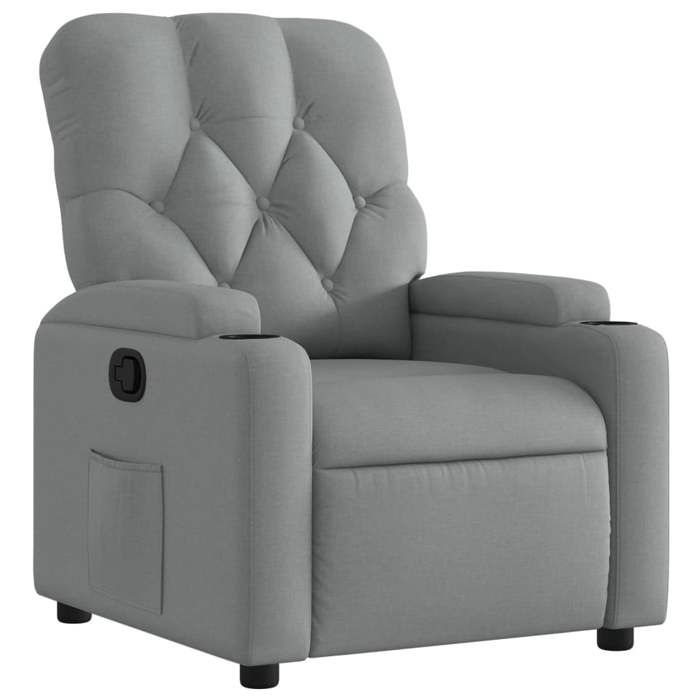 Fauteuil relax TV rembourrage confortable fonction d inclinaison manuelle en tissu gris clair DEC027905