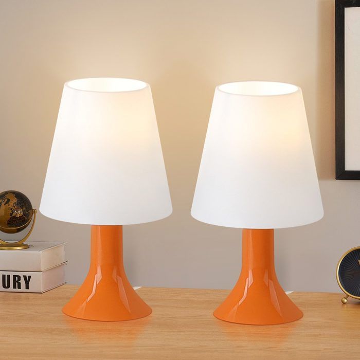 Lampe de table - NETTLIFE - Lot de 2 - E14 - Métal orange - Style Scandinave/Moderne