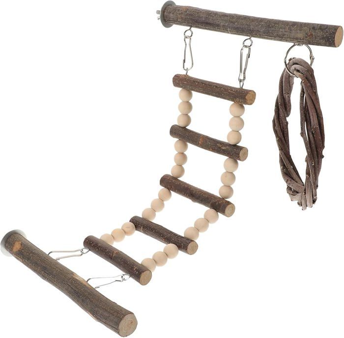 Échelle Jouet En Bois Pour Oiseaux - 40x25cm - Perroquet, Perruche, Calopsitte - Stimulation Et Jeu