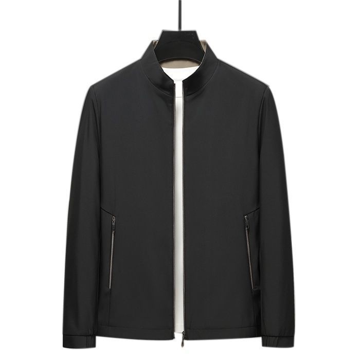 Veste Homme Coton Veste Survêtement Homme Coton - Col Montant Coupe Ajustée - Tailles XL à 5XL - Noir Veste Coton Col Montant