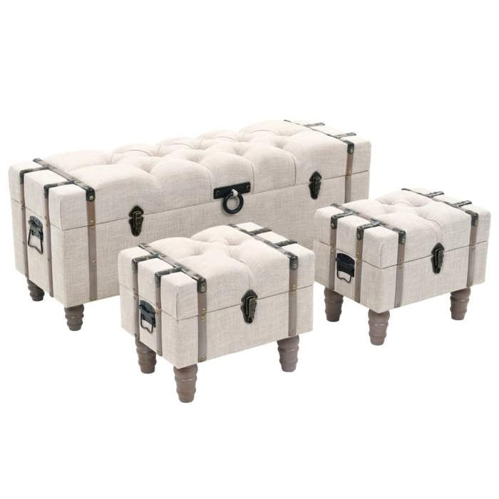 (Blanc)Ensemble de bancs de rangement - SIGNOL - Coffre rangement Banquette 3 pcs Bois massif et acier 700148