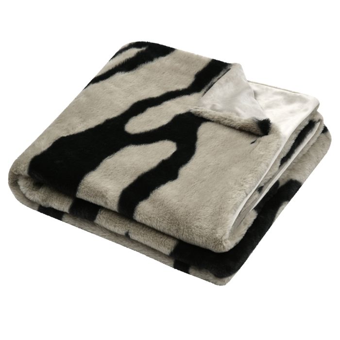 Plaid doux imprimé zébré Taupe 130x160 cm Plaid doux imprimé zébré Taupe 130x160 cm