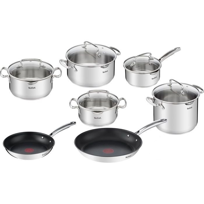 Batterie de cuisine - TEFAL - Duetto G732SC55 - 12 pièces - Acier inoxydable - Antiadhésif Titanium 2x