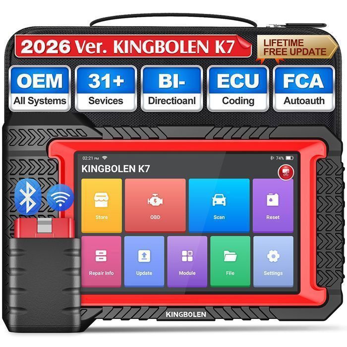 KINGBOLEN K7 Valise de Diagnostic Auto OBDII avec mises à Jour gratuites à Vie 31 Services bidirectionnels Codage ECU