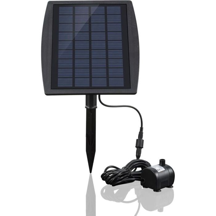 Pompe solaire fontaine sans brosse AIMOONSA 9V 2.5W – 200 l/h jet jusquà 120 cm 3 buses