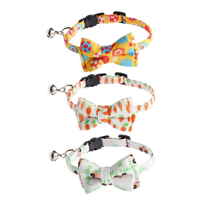 Lot de 3 colliers pour chien avec nœud papillon et boucle en métal réglables pour petit chien 10 x 28 cm