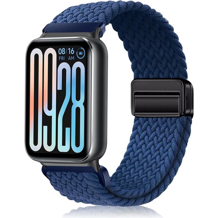 Bracelet nylon tressé magnétique Xiaomi Smart Band 9 Pro/8 Pro/Redmi Watch 4/5 bleu foncé