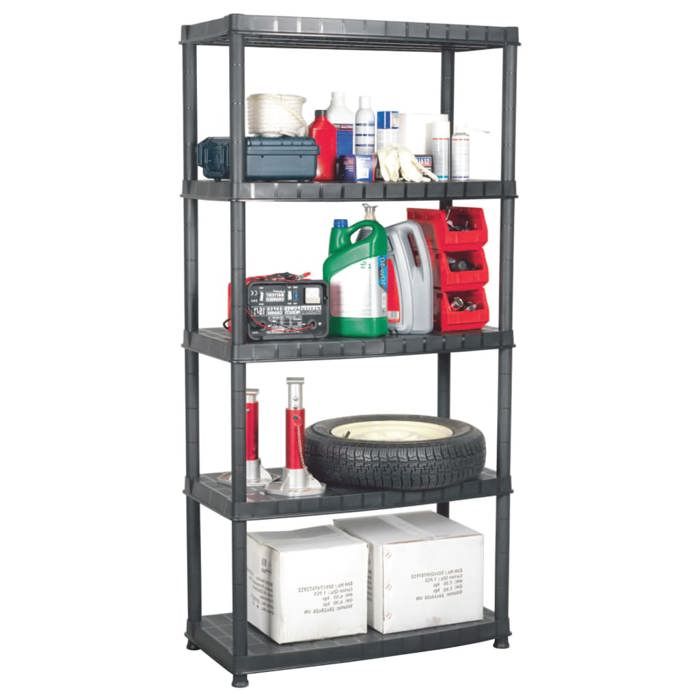 Étagère de rangement à 5 niveaux - vidaxl - 85x40x185 cm - Noir - Plastique - Charge max 30 kg par niveau