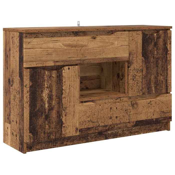 Buffet bois ancien - GKO - 100x30x65 6 cm - Bois dingénierie - Marron - Avec tiroir - 2 portes - Poids maximal 60 kg