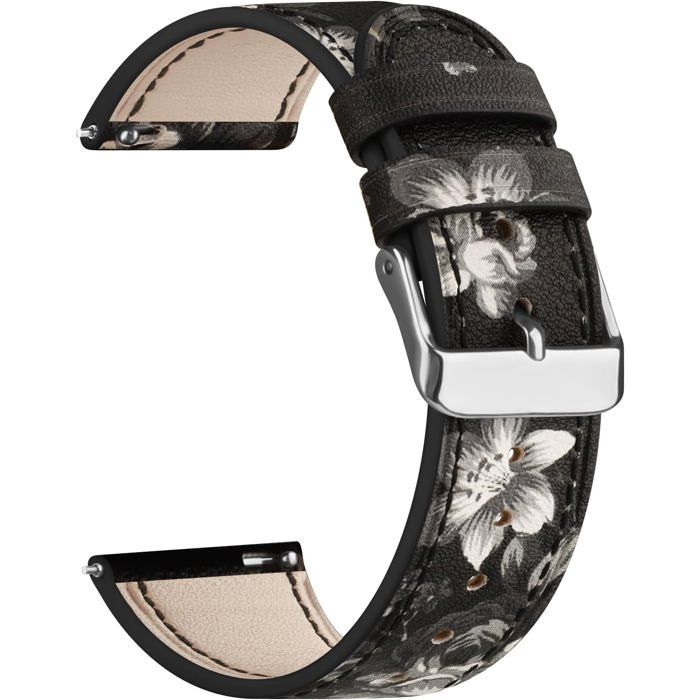 Bracelet en cuir pour montre-KAL-Bracelet Cuir Libération Rapide 18–22mm pour Montre Connectée Unisexe