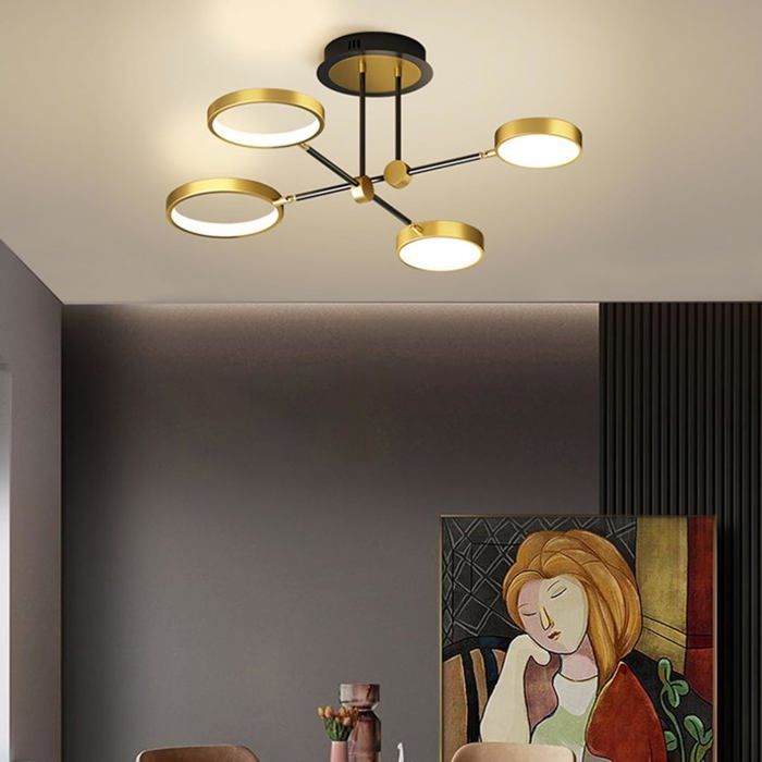 LED Plafonnier Lampe de plafond Lumière Salon Lustre Circle Fer et Acrylique Lampe Dimmable avec télécommande