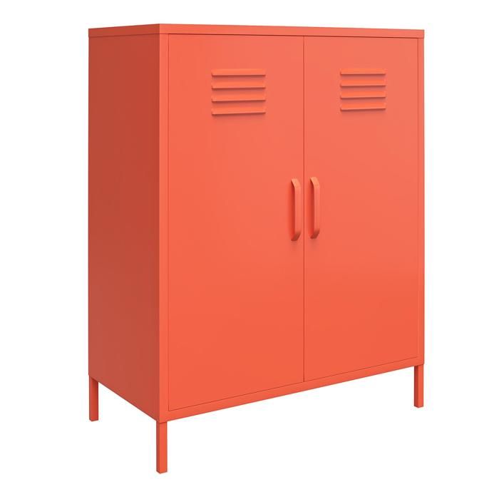 Cache - Armoire de rangement métallique orange à 2 portes Cache 80x40x101 cm
