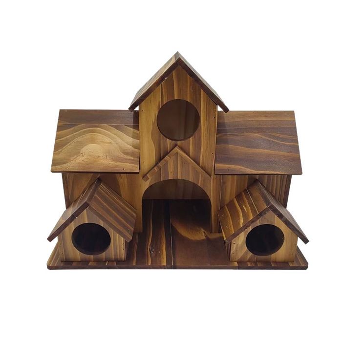 Nichoir à oiseaux en bois massif - Phoesky - 20x13x15 cm - Écologique - Pour petits animaux - Bois carbonisé