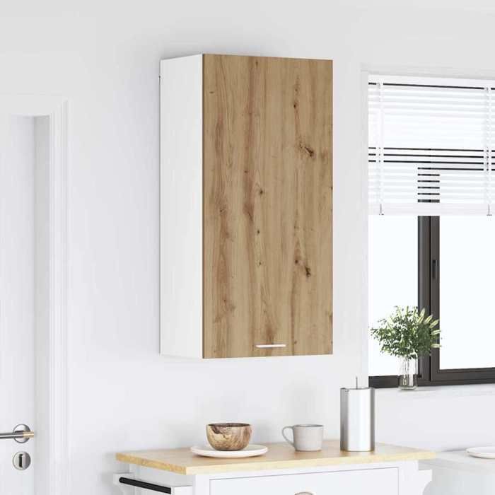 Décoratif - Meuble haut - Armoire suspendue de cuisine - Armoire polyvalente - Chêne Artisan et Blanc 50x31x100cm con7753240