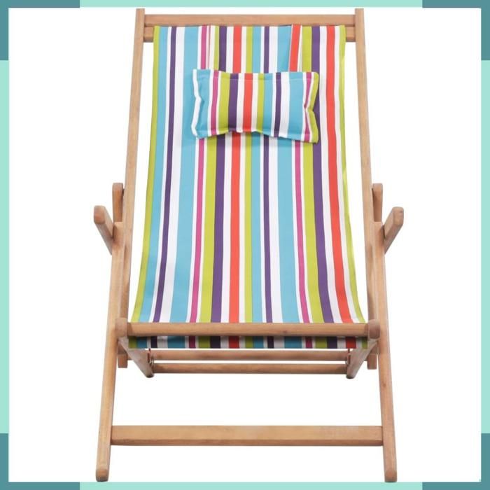 43998 Chaise pliable de plage Tissu et cadre en bois Multicolore