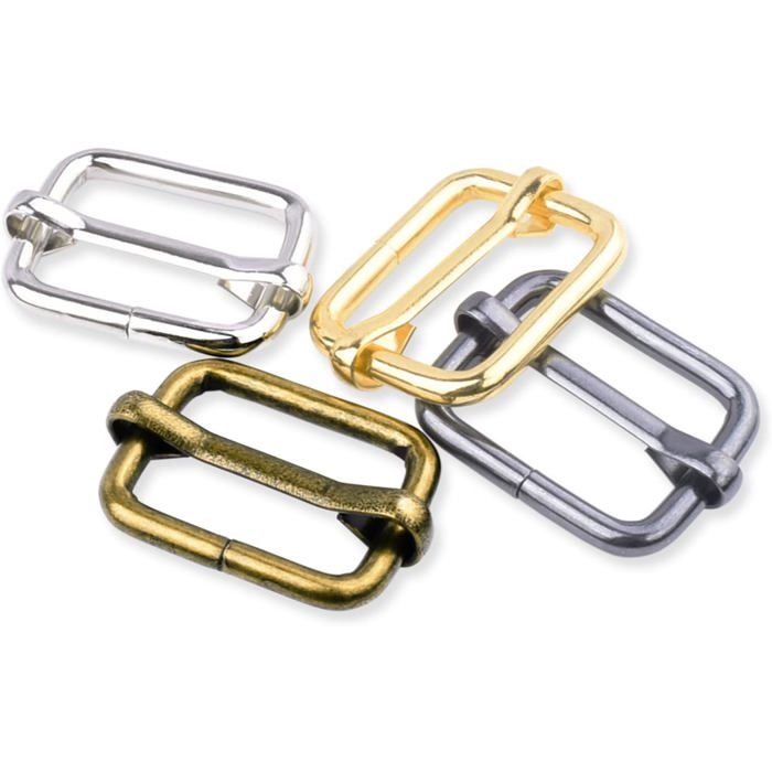 Boucles Coulissantes Métal Réglables 25 Pièces 25 mm Ajusteurs Rectangulaires pour Sangles Sac et Sac à Dos