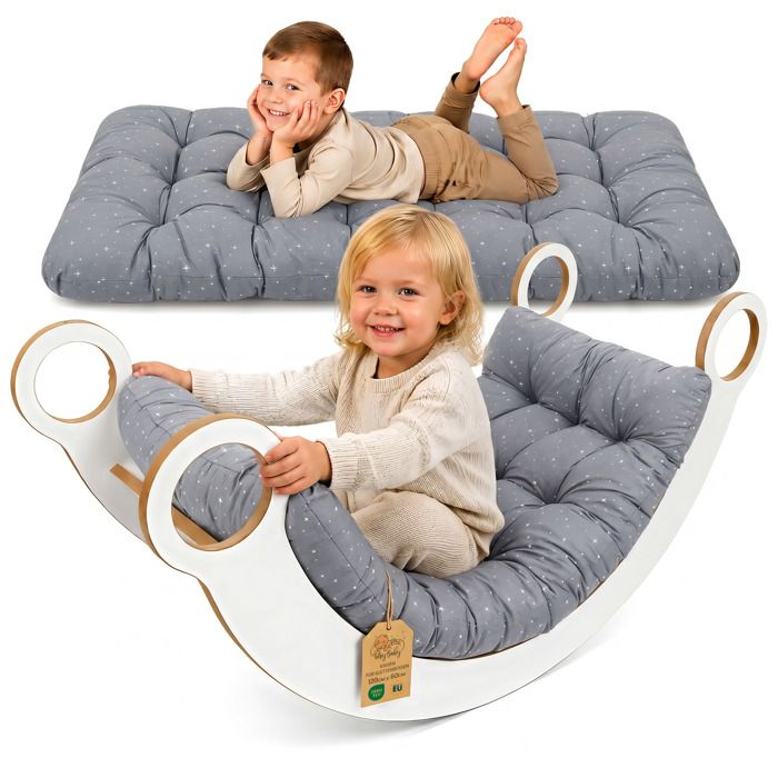 Coussin pour arc Montessori & bascule 60x120 cm - matelas de sol enfant réversible - assise détente sieste pour Oeko-Tex Galaxie