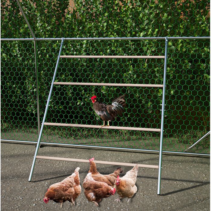 Perchoir pour Poules Grand Format Structure Robuste Montage Facile Barres en Bois Métal Galvanisé Gris - UVRION
