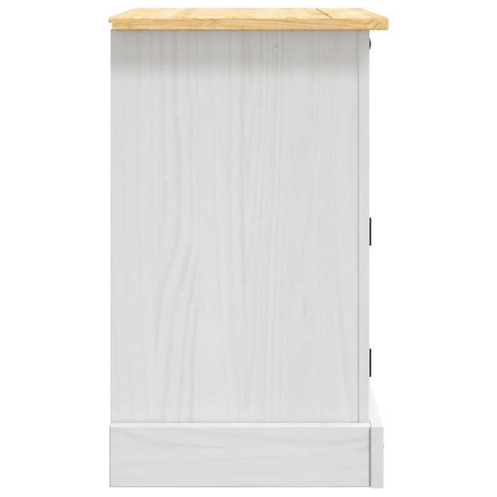 Cabinet de Lit Moderne Blanc Table de chevet/nuit avec rangement Gamme Corona pin mexicain Blanc 53x39x67 cm CC2279