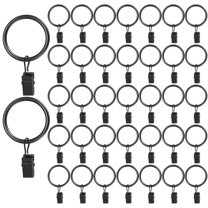 50 Pièces Anneaux de Rideau avec Clips Anneaux à Pince de Rideau en Metal pour Tringle à Rideaux de Douche Ride ANNEAU A RIDEAUX