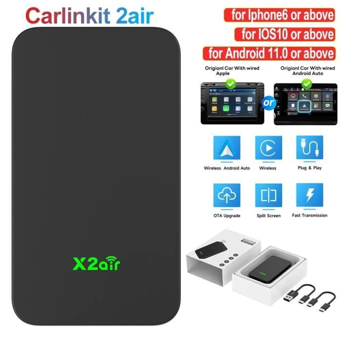 Carlinkit 2air - CarlinKit-Adaptateur sans fil Apple CarPlay Android Auto, Boîte de navigation de voiture, Fi