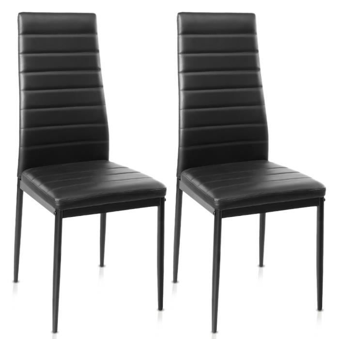 chaises de salle à manger akalnny - lot de 2 - noir - pieds en fer laqué - confortables