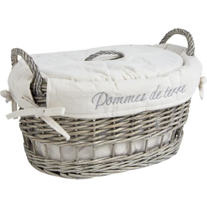Coffret A Pommes De Terre En Osier Gris Achat Vente Casier