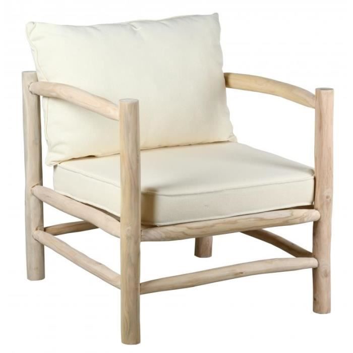 Fauteuil - AUBRY GASPARD - Bois de teck - Coussins déhoussables - 1 place - Style contemporain Fauteuil - AUBRY GASPARD - Bois de teck - Coussins déhoussables - 1 place - Style contemporain