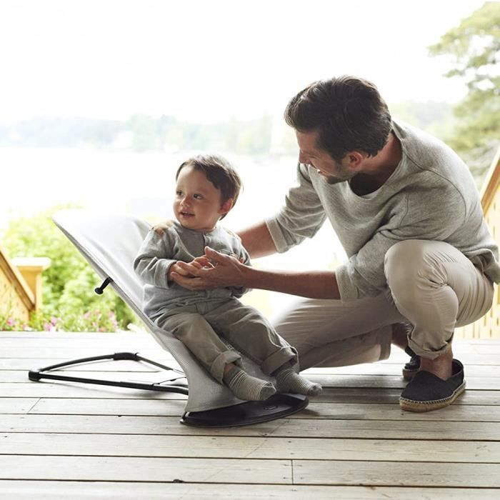 Transat bébé HOMBUY - Chaise longue réglable en hauteur - Gris