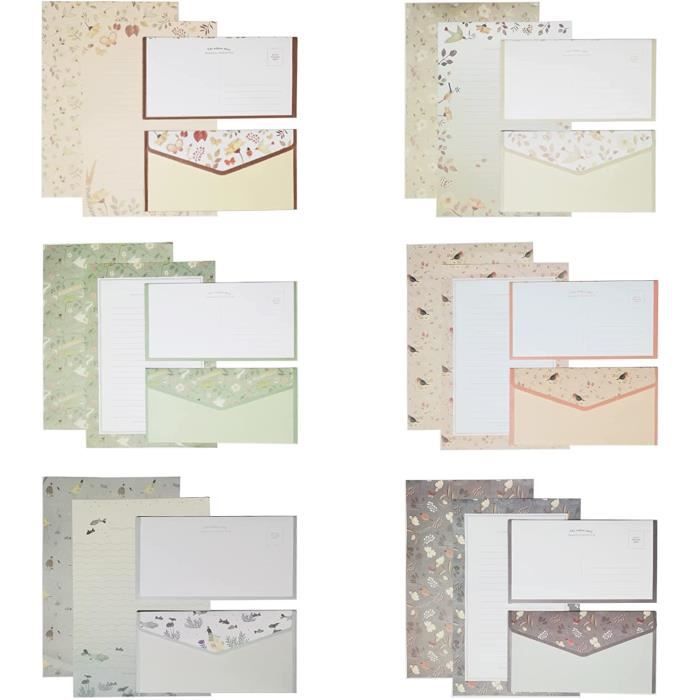 KSIWRE Lot De 54 Articles De Papeterie Avec Enveloppes, 36 Feuilles De Papier à Lettre + 18 Enveloppes, Joli Papier De Papeterie Ligné Pour écrire, Lettres, Invitations, Poème, Fournitures Scolaires