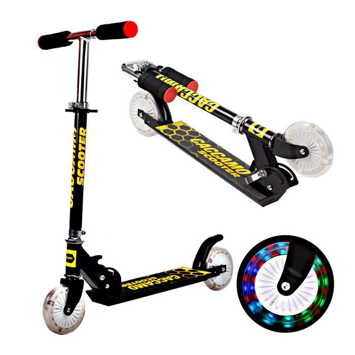 Trottinette Enfant Pliable 2 Roues Led Lumiere Scooter Abec 5 Hauteur Reglable Charge Max 50 Kg Taille 80 130cm Noir Achat Vente Trottinette Enfant Pliable Cdiscount