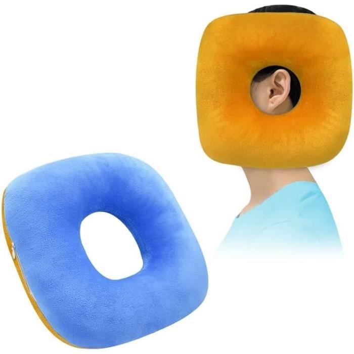 TRANOMOS Coussin de piercing d'oreille pour les personnes dormant sur le  côté, oreiller circulaire avec trou d'oreille, oreiller en forme de donut