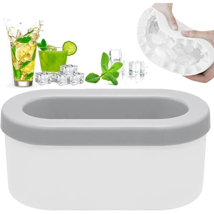 4 Bacs à Glaçons En Silicone Avec Couvercle QOUBNIC - Sans BPA, Empilables, 84 Glaçons Ronds - 12