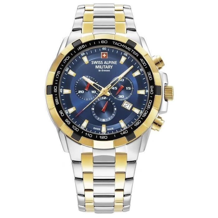 Montre - Swiss Alpine Military - Star Fighter SAM7043.9145 - Quartz - Acier inoxydable - 46 mm Montre - Swiss Alpine Military - Star Fighter SAM7043.9145 - Quartz - Acier inoxydable - 46 mm