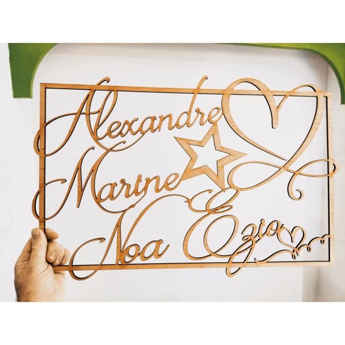 Cadre En Bois Personnalise Grave Au Laser Avec Prenoms Pour Mariage Bapteme Anniversaire Cdiscount Maison
