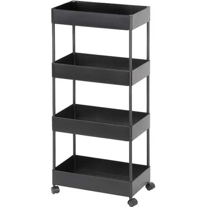 @KEISHA Desserte Métallique 4 Paniers L 40 x P 22 x H 90 cm - Noir laqué