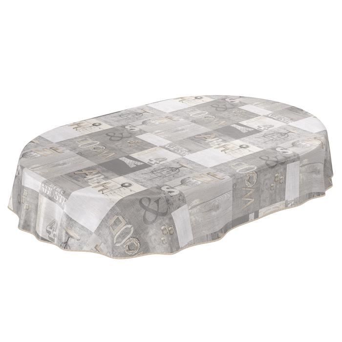 Nappe Ovale L 150 X L 230 Cm Polycoton Antitache Gris Geo Leroy