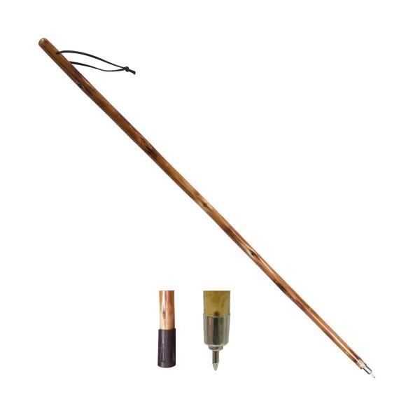 details sur baton de randonnee pelerin marche en bois sapin verni avec pointe metal cdiscount sport