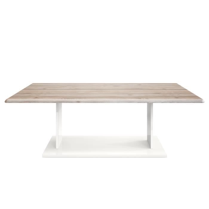 vladon table de salon table basse mono en blanc avec plateau de dessus en chêne nordique.